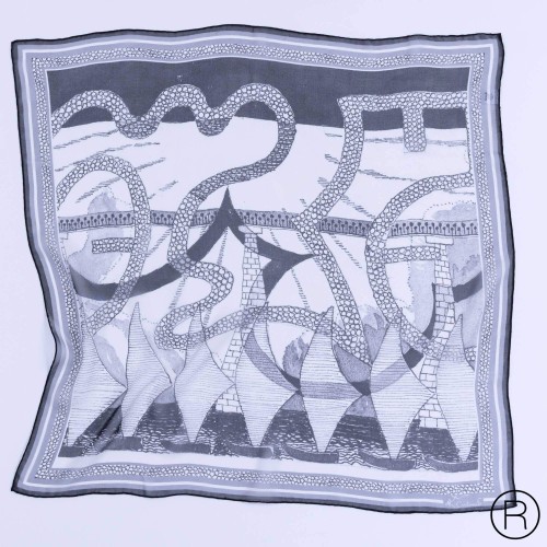 Šilkinė georgette – M. K. Čiurlionis „Laiveliai“