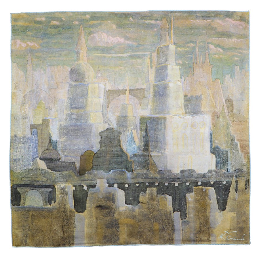 Silk scarf M. K. Čiurlionis „The city “