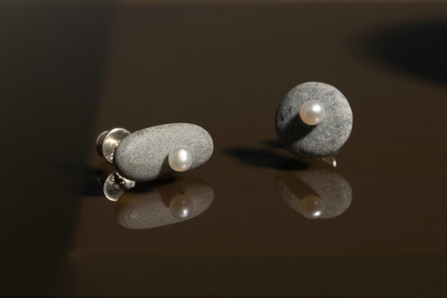 Minimal line earrings "Salty water" 0013